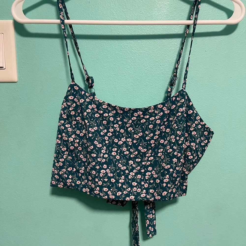 SHEIN tie back cami crop tank top